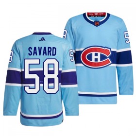 Män Ishockey Montreal Canadiens tröja David Savard 58 Adidas 2022-23 Blå Reverse Retro 2.0 Authentic